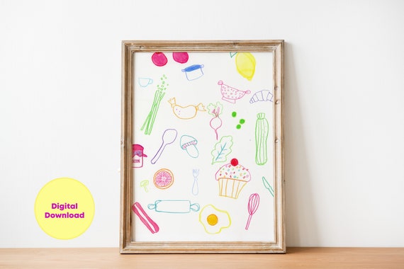 Kitchen Print Vegetable Illustration Wall Art Abstract Minimalist Poster Paintings