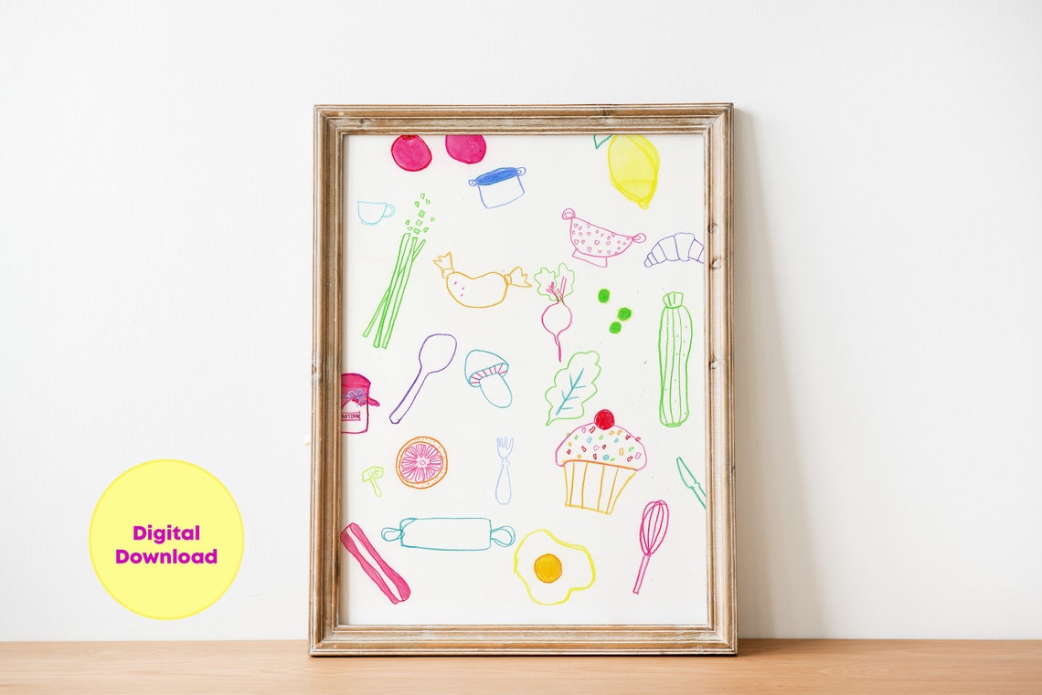 Kitchen Print Vegetable Illustration Wall Art Abstract Minimalist Poster Paintings