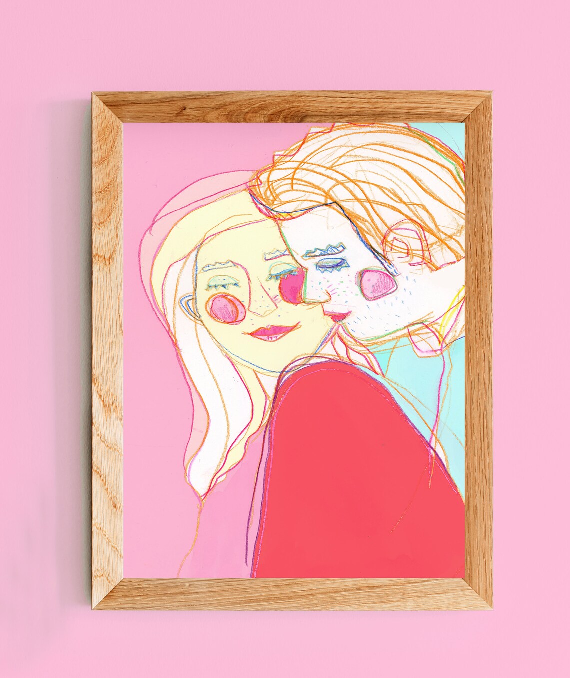 Loving Couple Romantic Illustration, Wall Art Print - Image 4