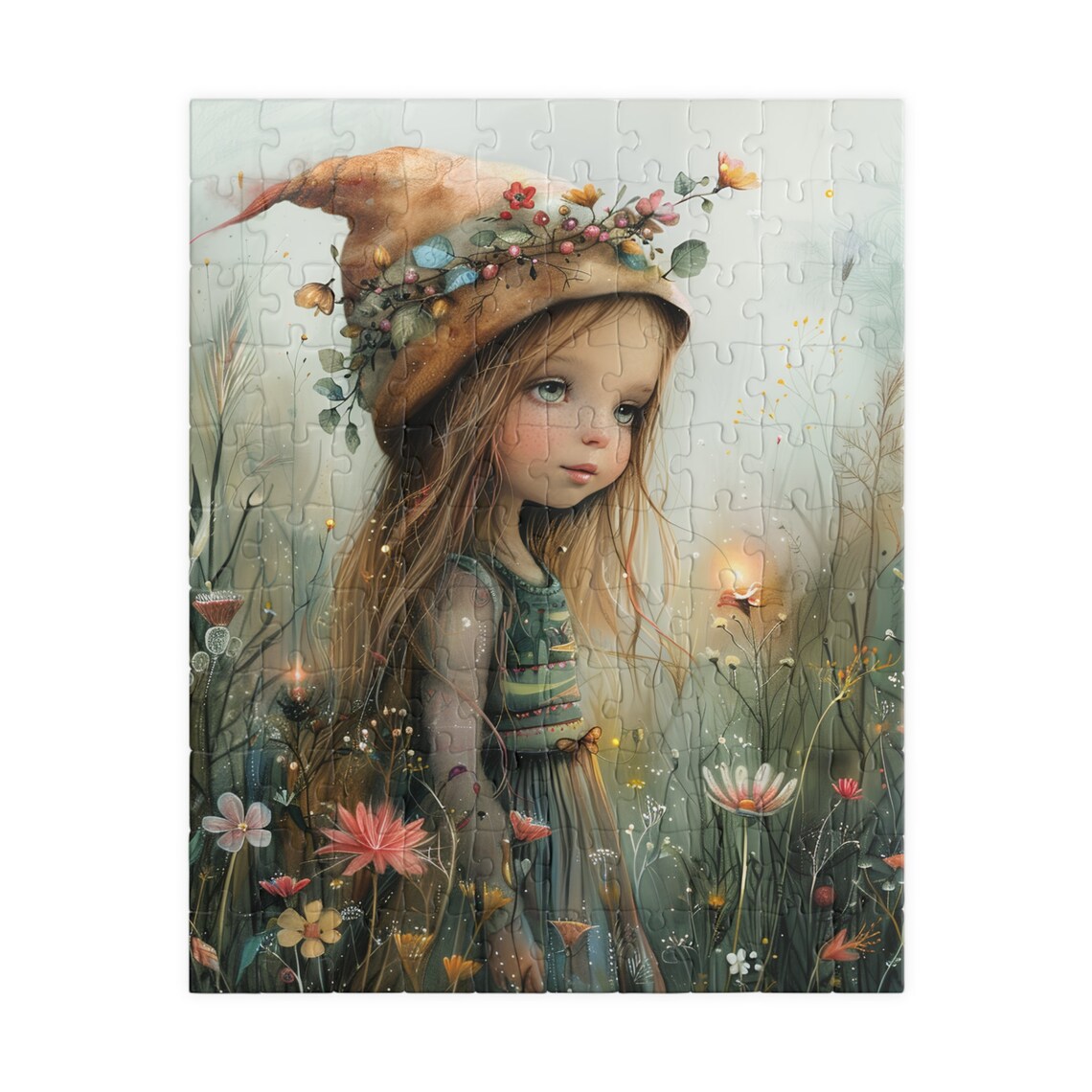 Whimsical Girl In Floral Nightcap Wildflower Meadow Art Poster - Image 2
