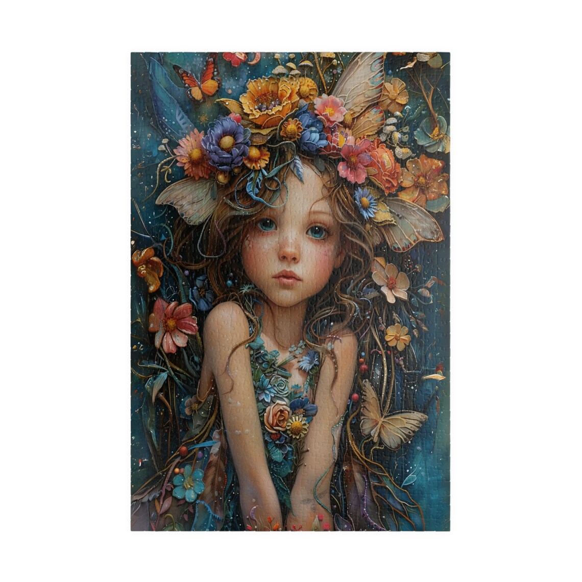Flower Fairy Girl With Butterflies Dreamy Jigsaw Puzzle Print - Image 3