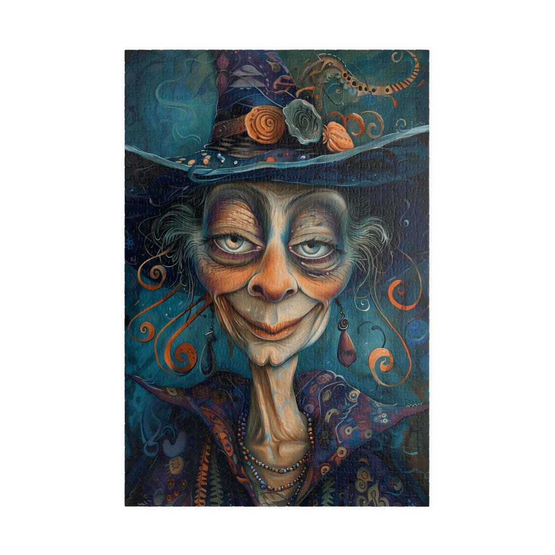 Silly Witch Phoebe in a Wide Decorated Hat Portrait Art Poster - Image 3