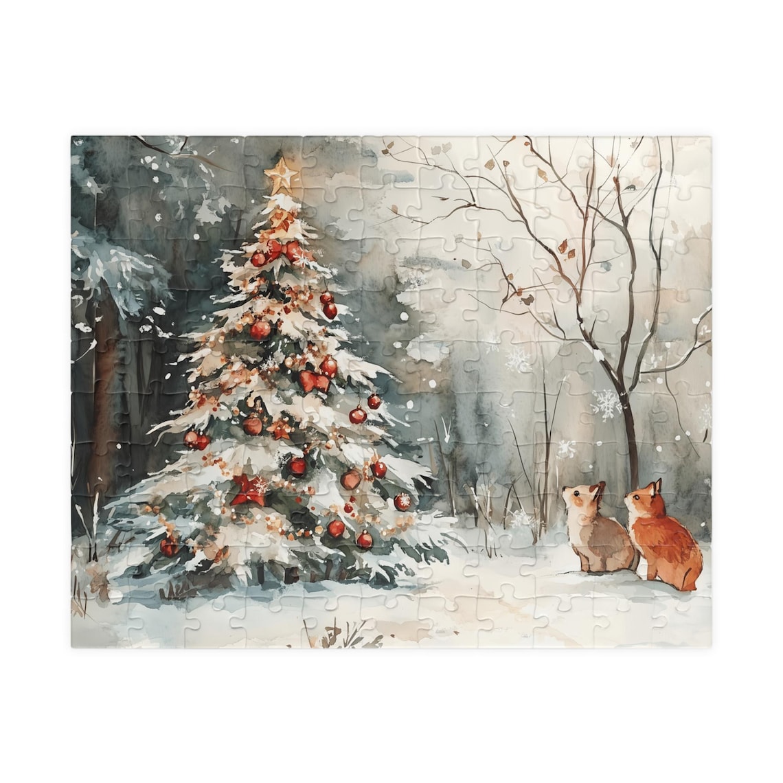 Watercolor Christmas Tree in the Forest Art Print - Image 5