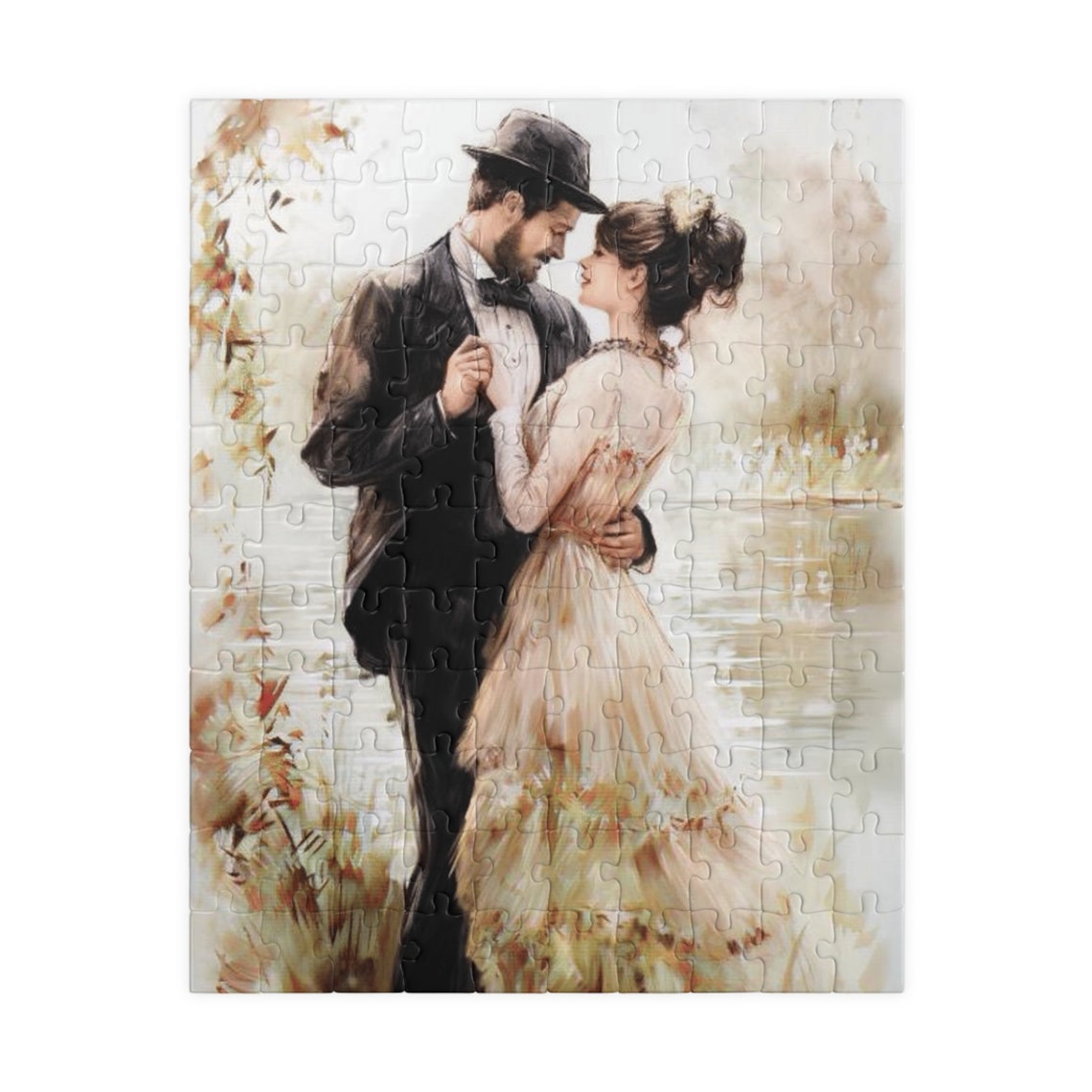 Elegant Victorian Couple Dancing Beside A Calm Lake Art Poster - Image 2