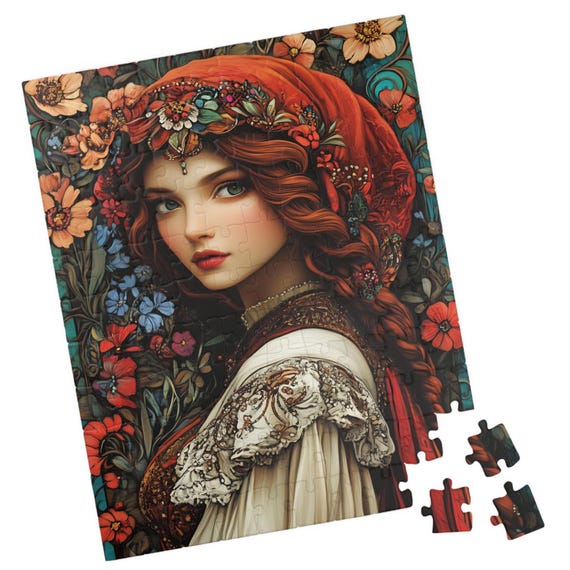 Beautiful Russian Hooded Gypsy Jigsaw Puzzle Gift For Holidays Birthdays Get Well And Nursing Homes Fun Tech Free Activity