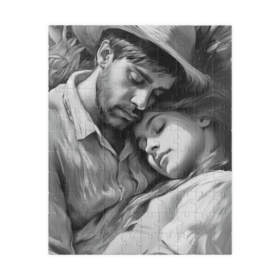 Timeless Black And White Portrait Of A Loving Couple Art Poster - Image 2