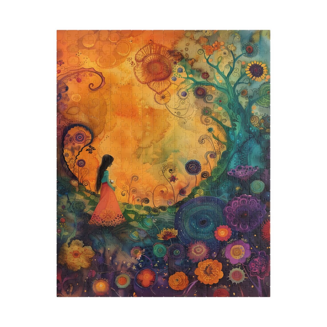 Dreamy Fantasy Garden Girl Giant Whimsical Flowers Sunshine Poster - Image 5
