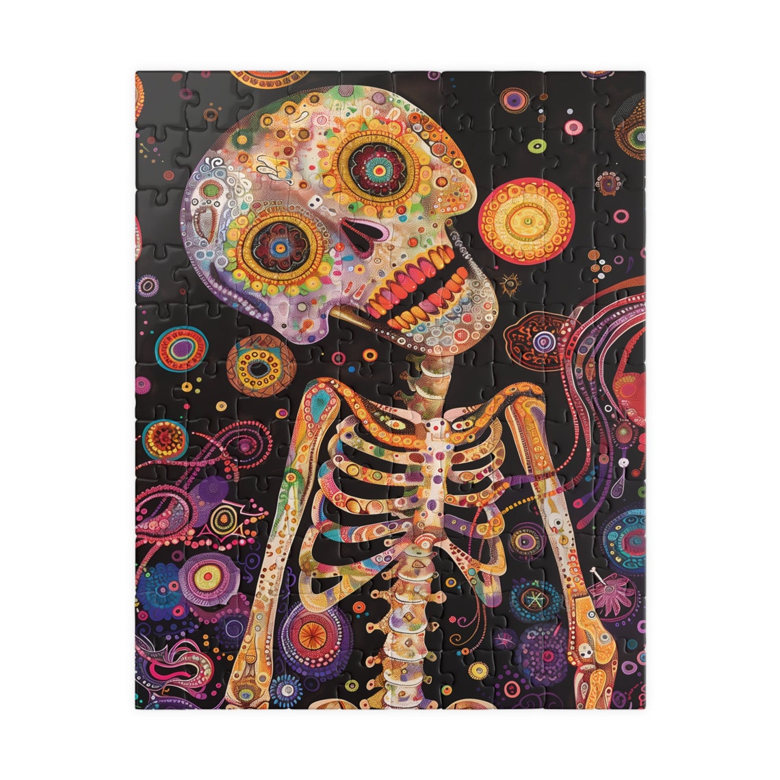 Day of the Dead Sugar Skull Skeleton Rainbow Floral Art Poster - Image 6