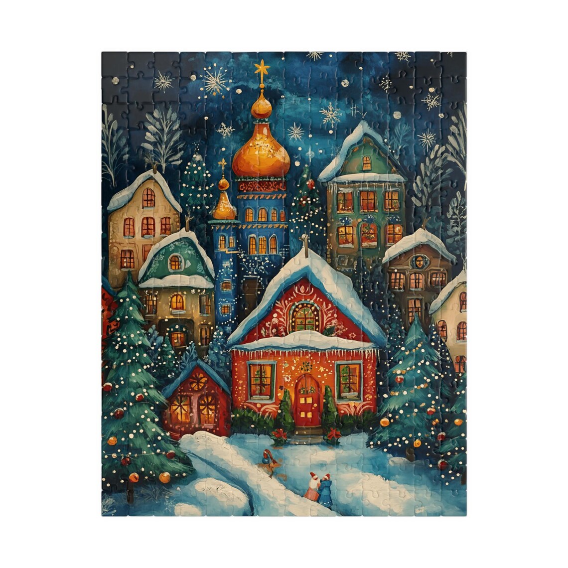 Snowy Village Russian Folk Art Art Print - Image 5
