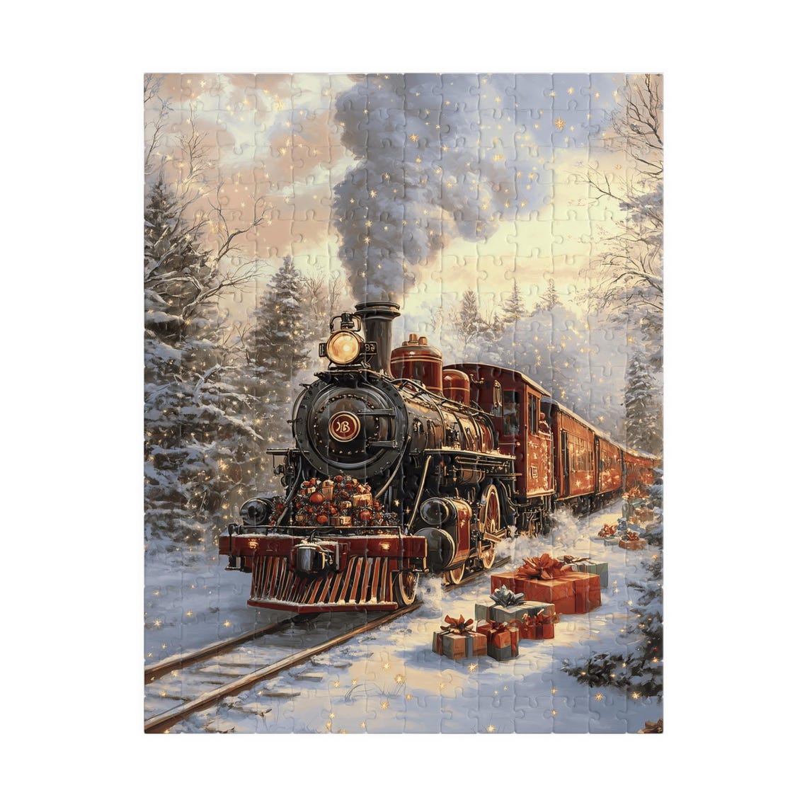 Magical Red Christmas Train Loaded With Gifts In Snow Poster - Image 5