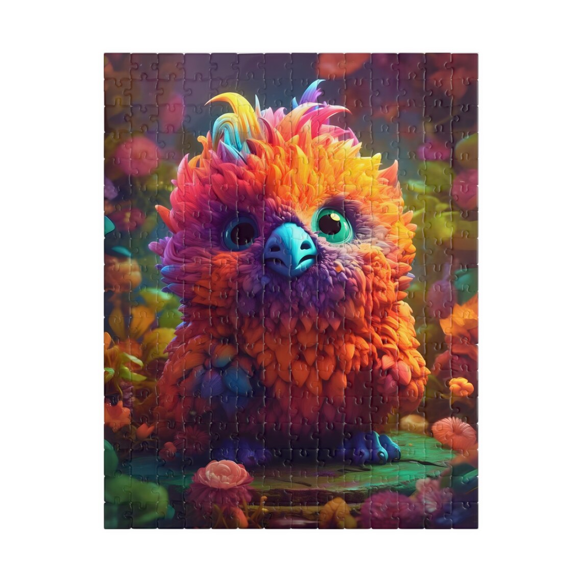 Adorable Rainbow Feathered Fantasy Creature With Big Eyes Poster - Image 2