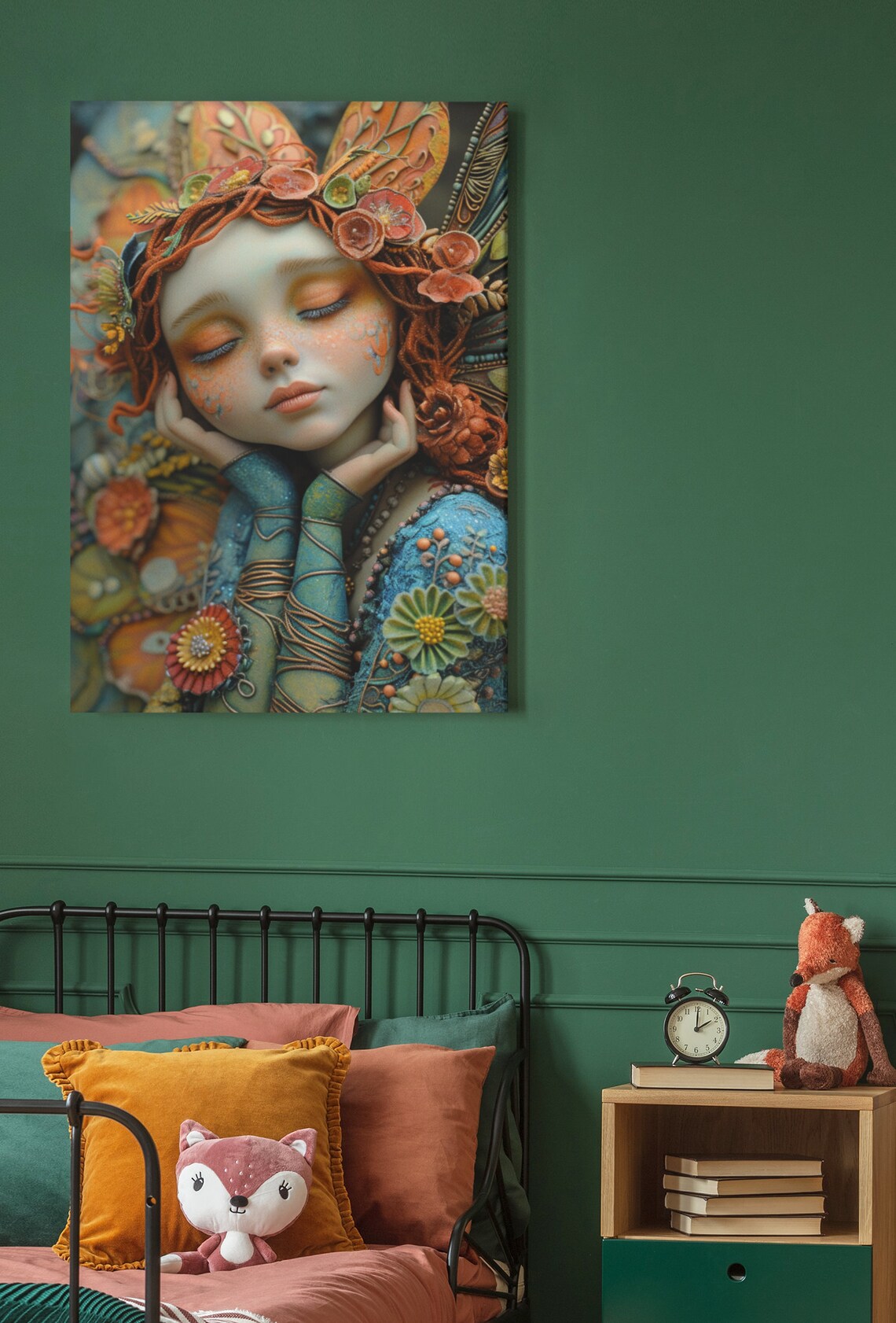 Sleeping Fairy Girl Copper Floral Headdress Fantasy Portrait Poster - Image 5