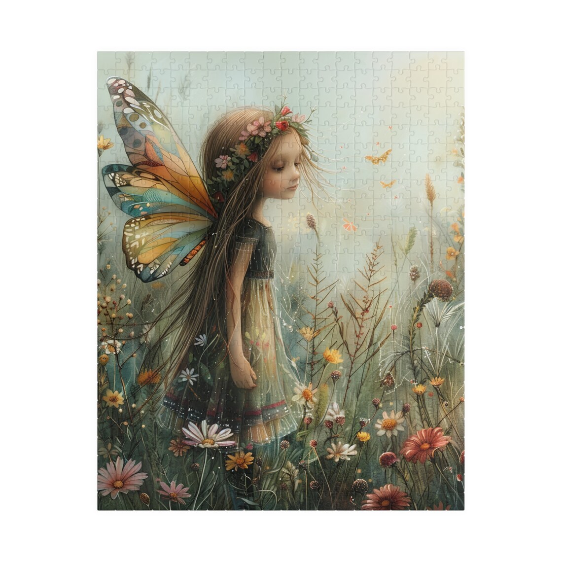 Delicate Fairy Girl With Butterfly Wings Wildflower Art Poster - Image 5