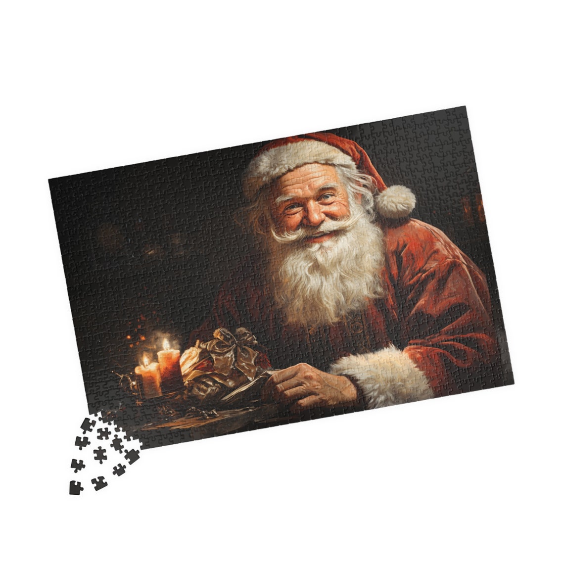 Classic Santa Claus Portrait Glowing By Candlelight Art Poster - Image 4