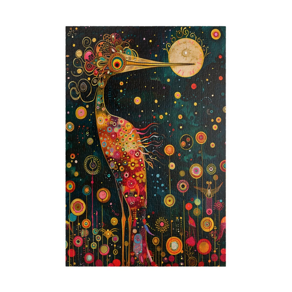 Whimsical Celestial Crane under a Starry Night Sky Scene Poster - Image 3