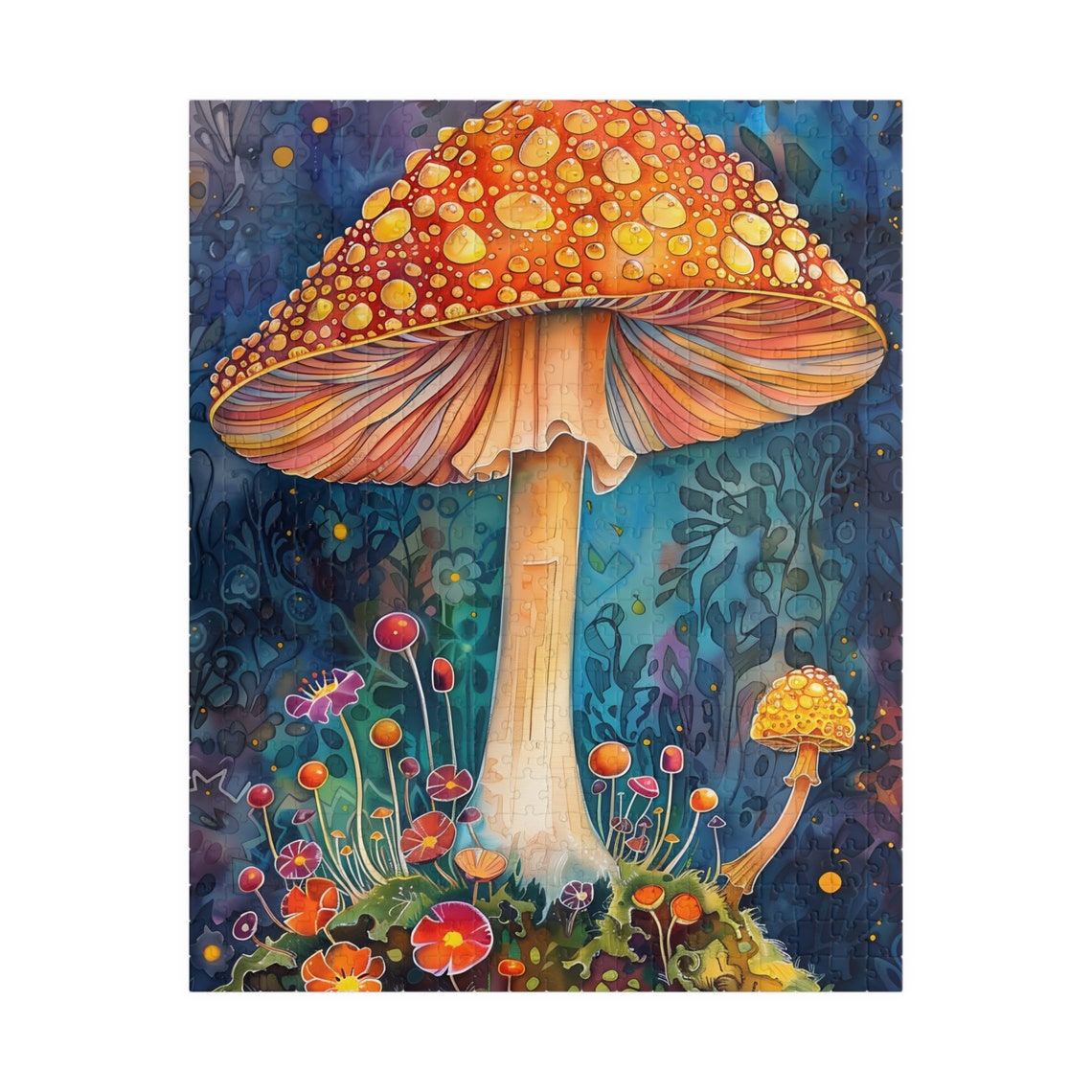 Giant Orange Spotted Mushroom in Magical Watercolor Forest Poster - Image 5