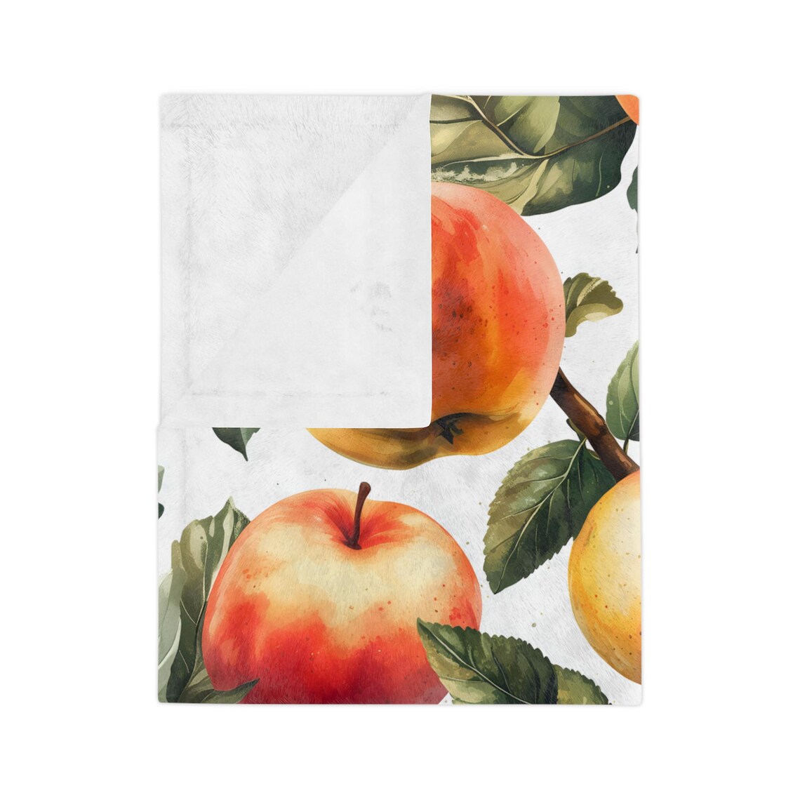 Watercolor Painting of Ripe Red Apples on a Tree Branch Poster - Image 4
