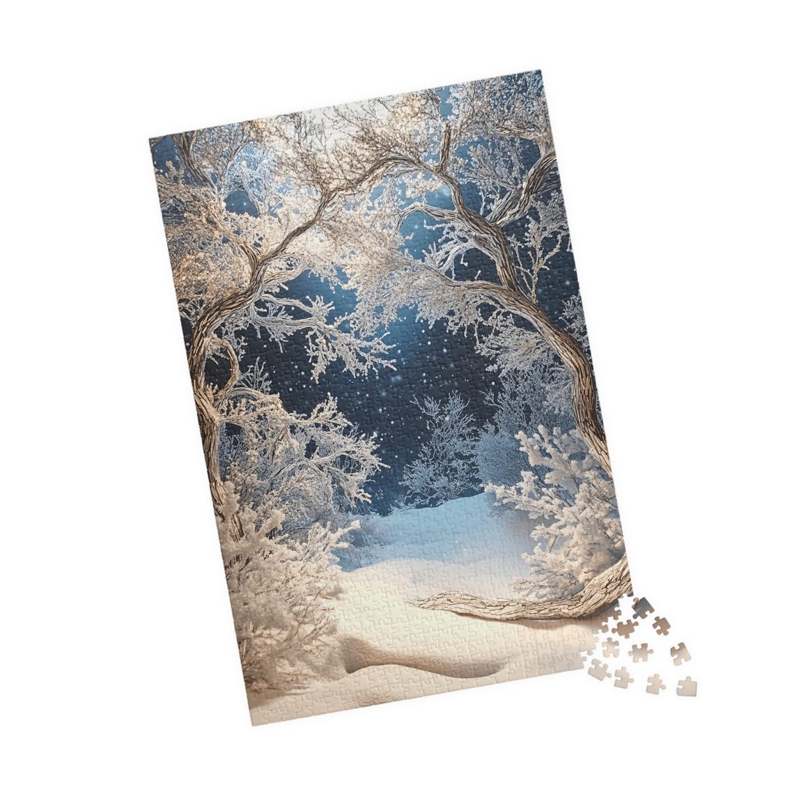 Frosted Winter Forest with Ice Covered Trees Starry Night Poster - Image 4