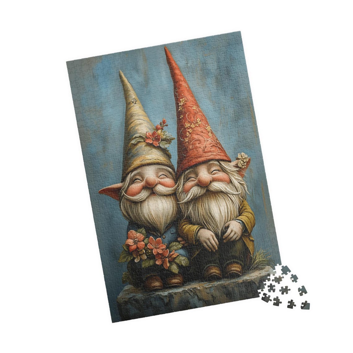 Happy Gnome Couple With Tall Pointed Hats and White Beards Art Poster - Image 4