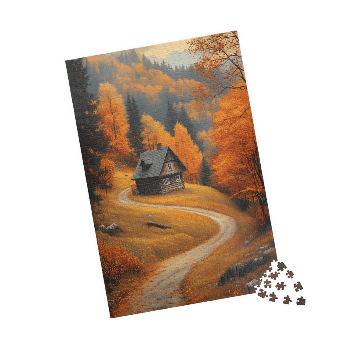 Cozy Autumn Cabin At The End Of A Winding Country Road Art Print - Image 4