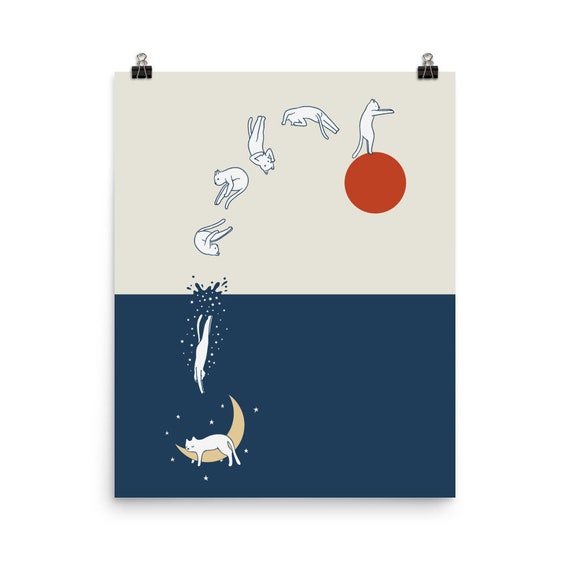 Cat Landscape Art Print, Animal Subject