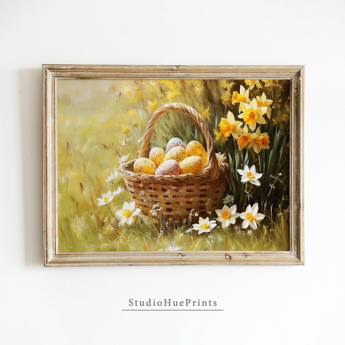 Floral Easter Egg Basket, Rustic Farmhouse Decor