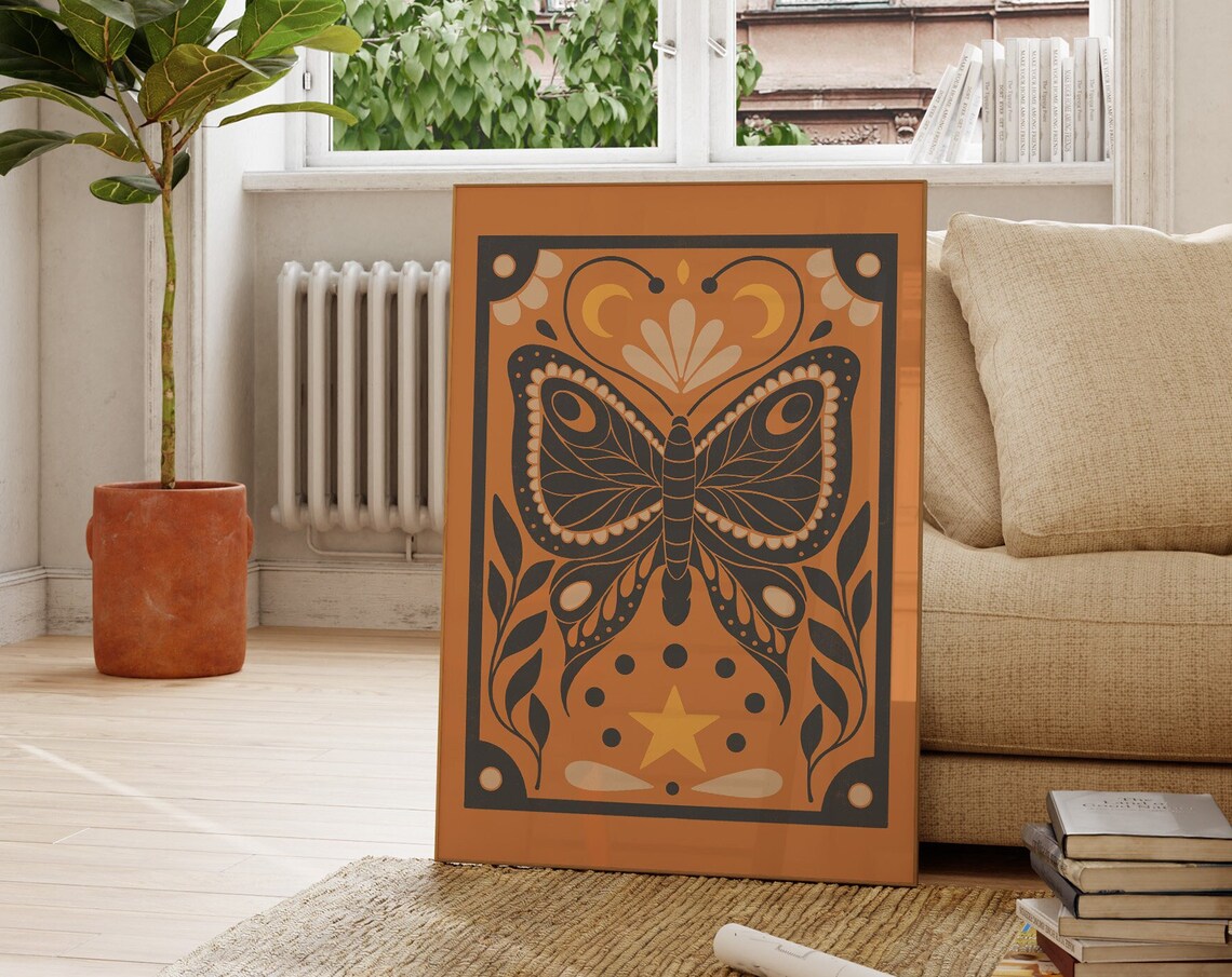 Moth Art Print, Boho Halloween Dark Academia