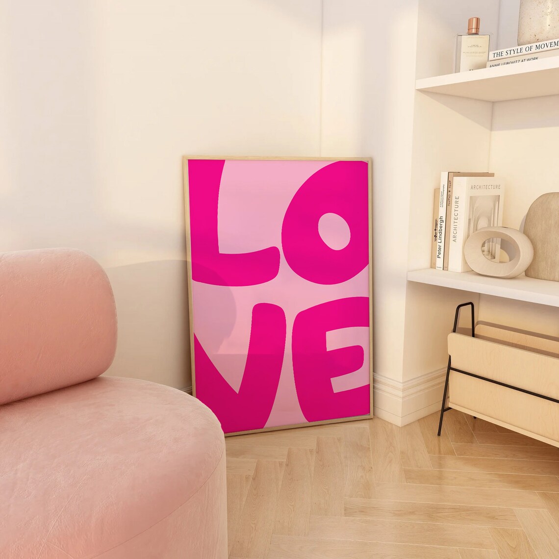 Love Retro Pink Typography Y2K Preppy Dorm Room Wall Decor Poster - Image 4