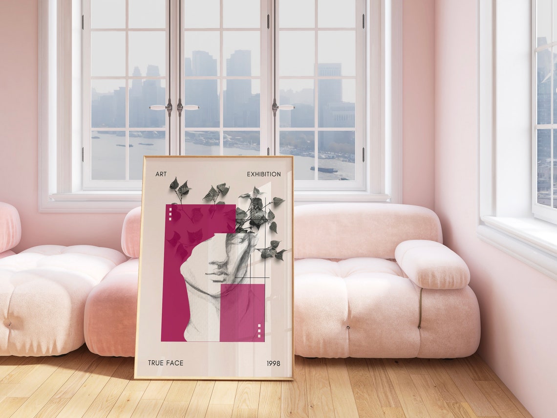 True Face 1998 Abstract Statue Magenta Art Exhibition Poster - Image 3