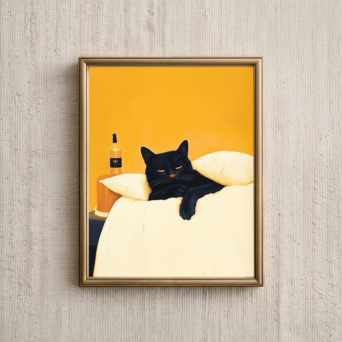 Black Cat Sleeping, Whimsical Cocktail Bar Decor