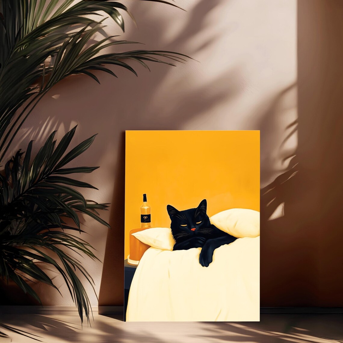 Black Cat Sleeping, Whimsical Cocktail Bar Decor - Image 3