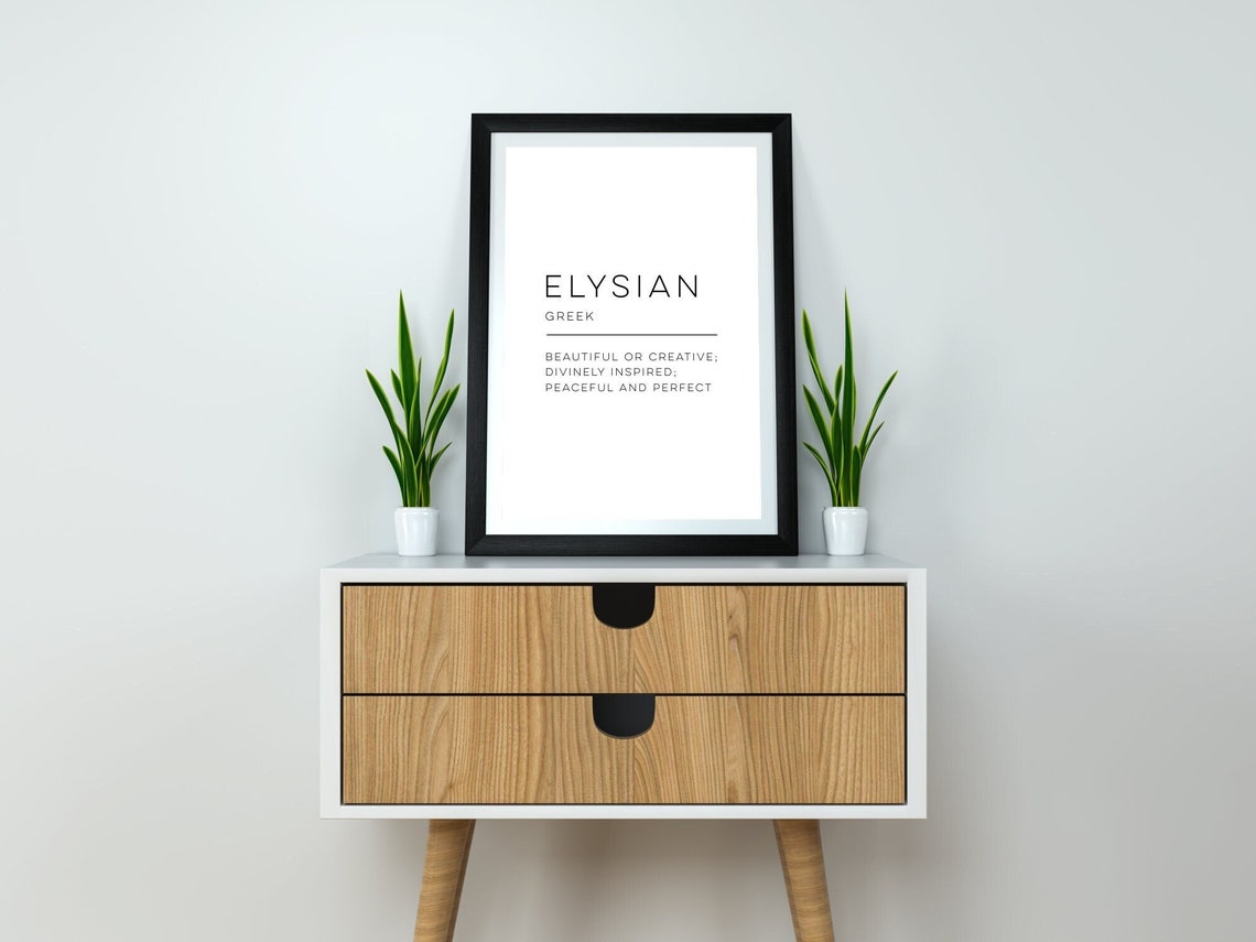 Elysian Greek Word Definition Minimalist Serif Typography Poster
