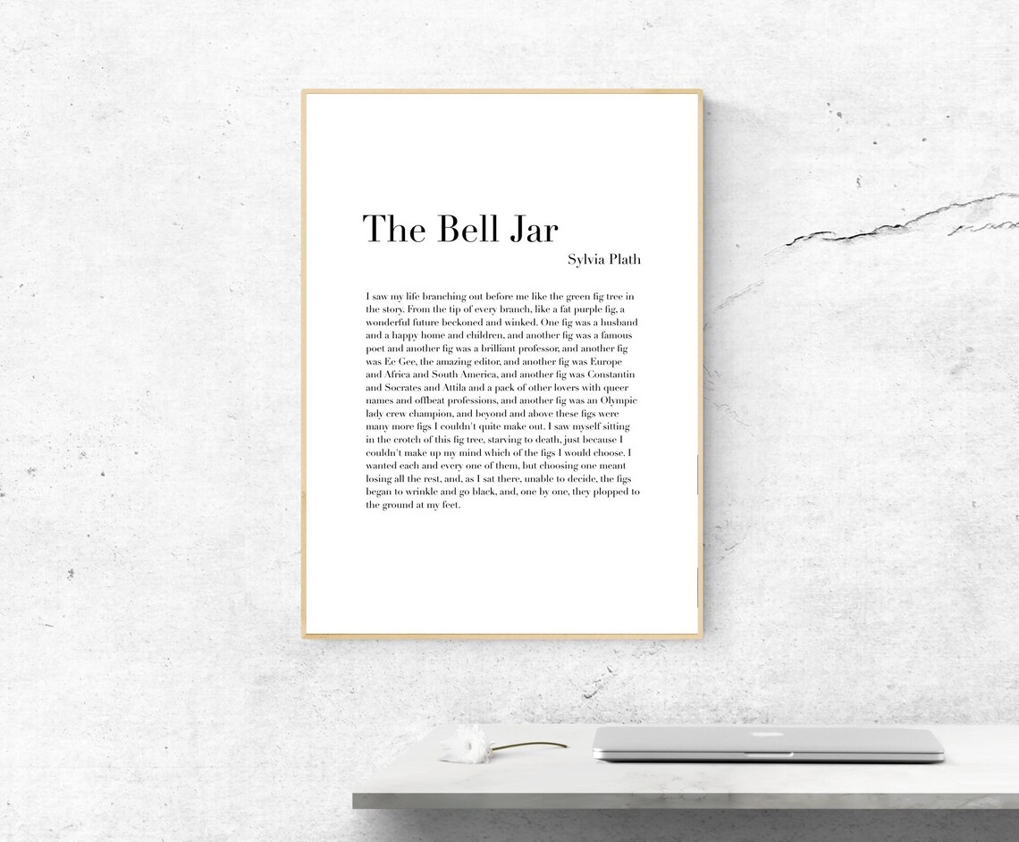 The Bell Jar By Sylvia Plath Art Print, Literary Poster