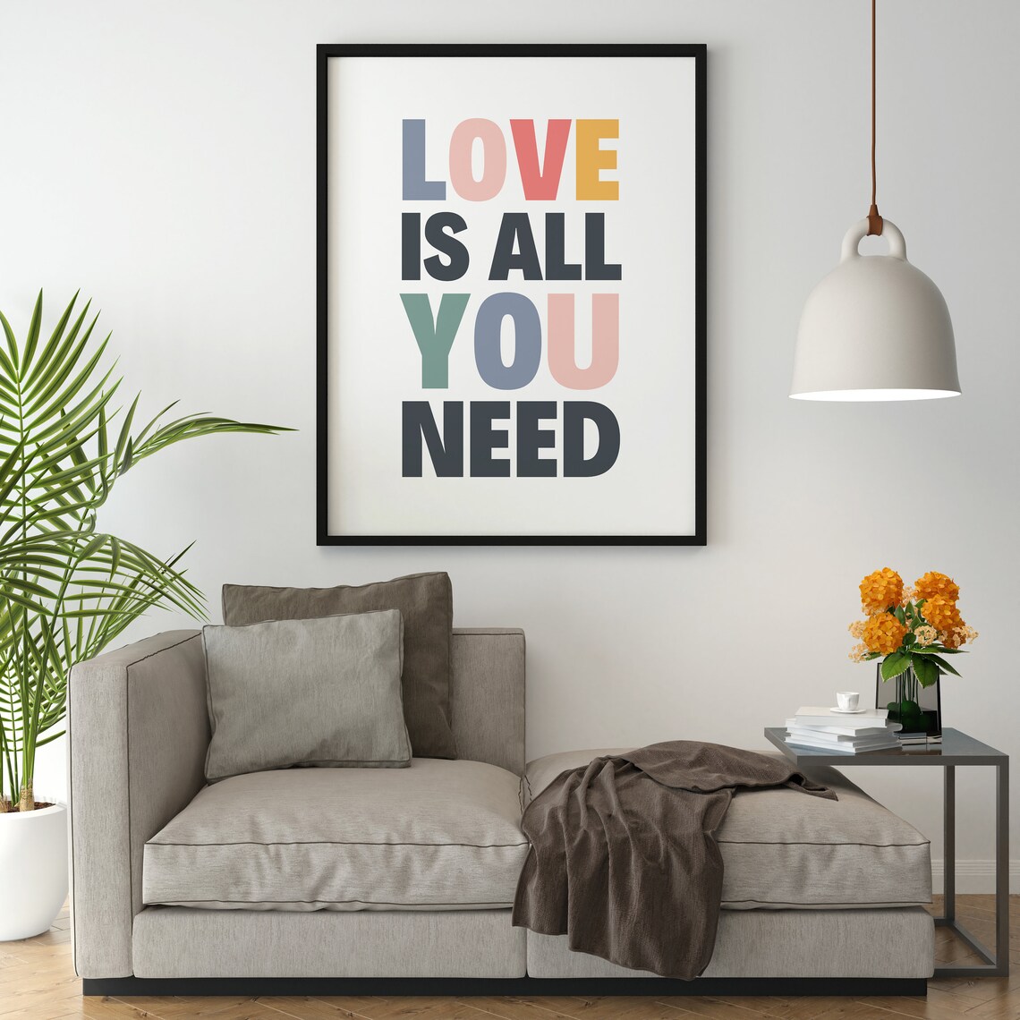 Love Is All You Need Romantic Love Quote Art Print - Image 2