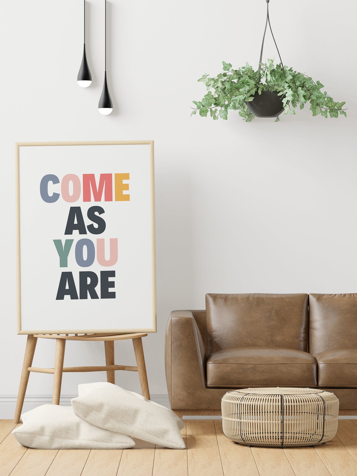 Come As You Are Rainbow Typography Inspirational Quote Poster - Image 2