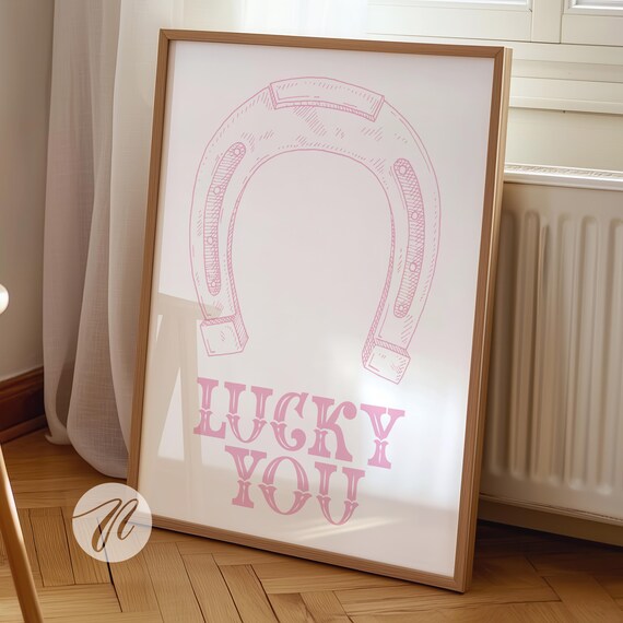 Muted Pink Lucky You Horseshoe Western Art Print