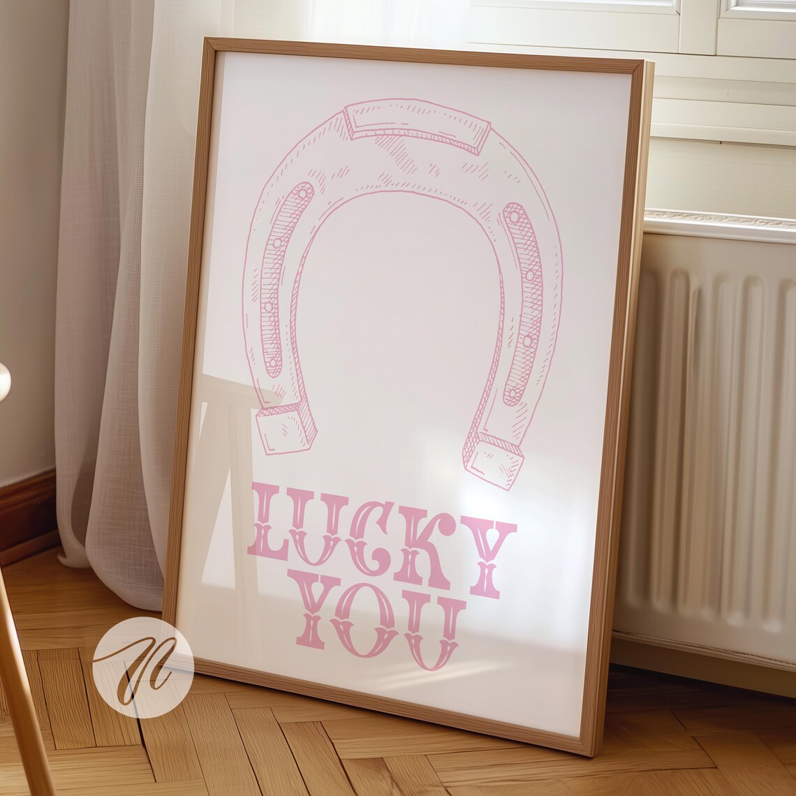 Muted Pink Lucky You Horseshoe Western Art Print