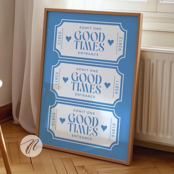 Good Times Ticket Cocktail Poster, Preppy Dorm Decor