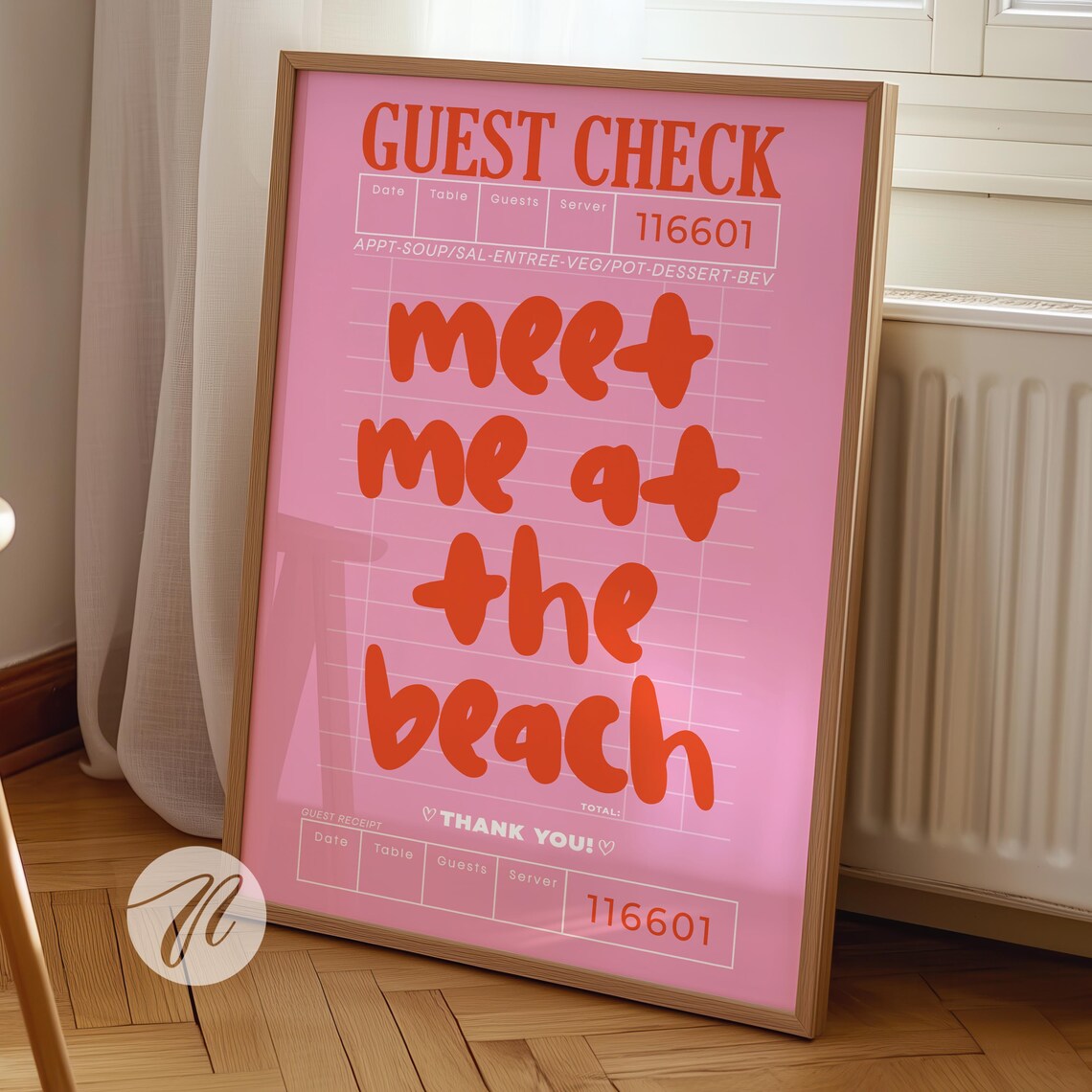 Meet Me At The Beach Pink Typography Art Print