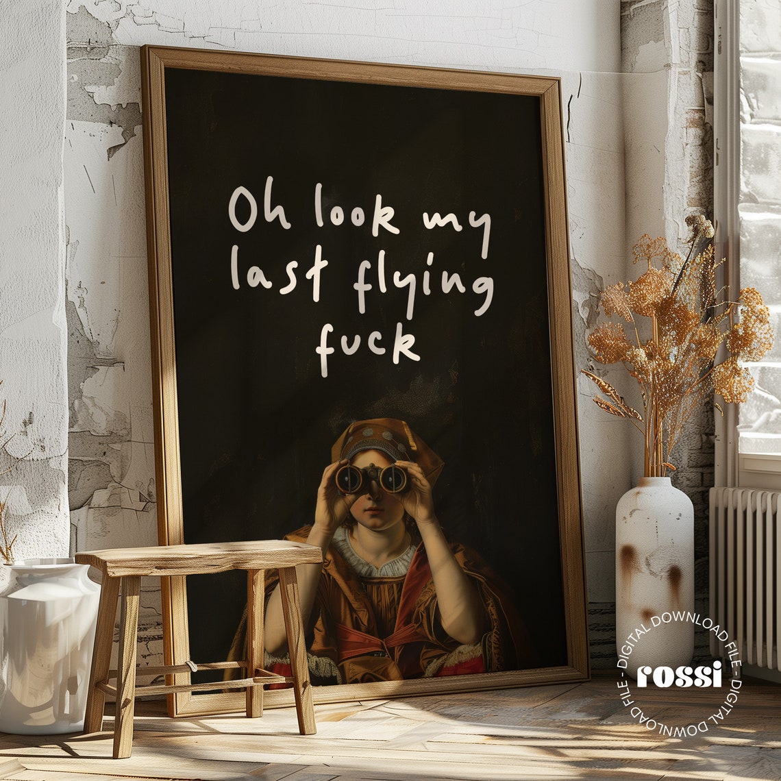 Oh Look My Last Flying Fuck Binoculars Classical Painting Art Poster - Image 2