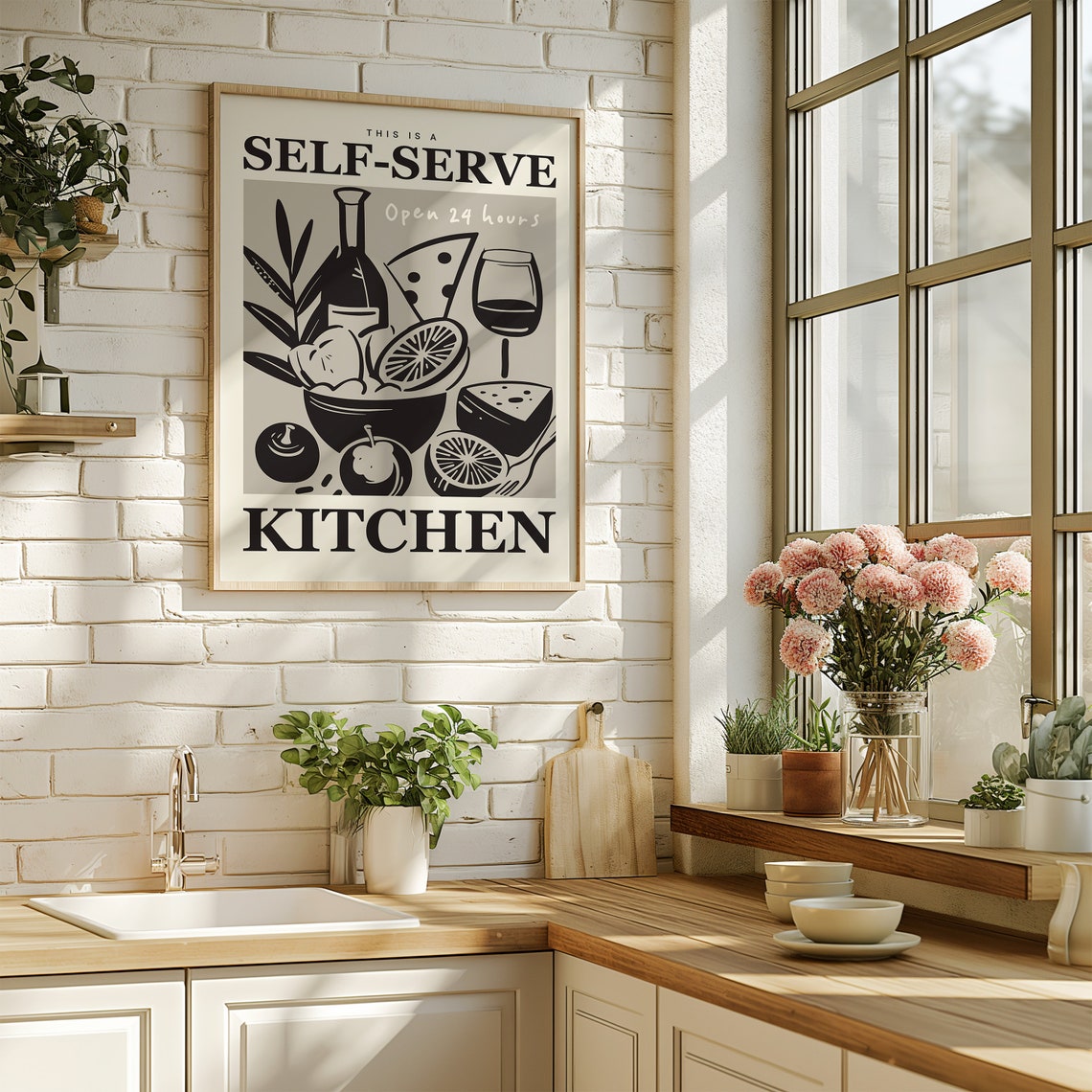 This Is A Self Serve Kitchen Open 24 Hours Funny Retro Poster - Image 2