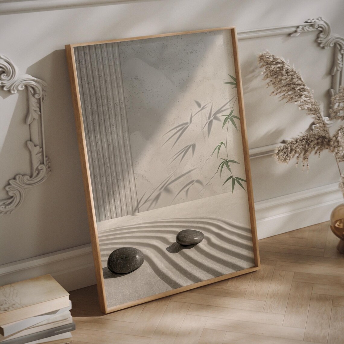 Bamboo Zen Garden Art Print, Japandi Minimalist - Image 3