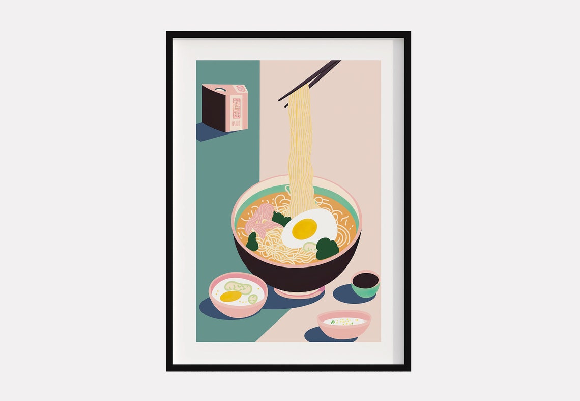 Ramen Poster Food Art Print Kitchen Wall Decor Foodie Gift Japanese Food Poster Food Poster Food Art Art Foodie Art