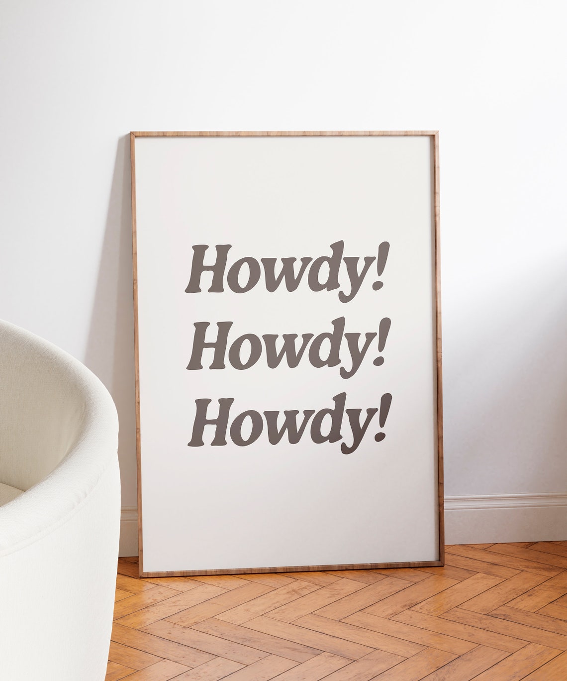 Howdy Howdy Howdy Brown Minimalist Typography Western Quote Poster - Image 3