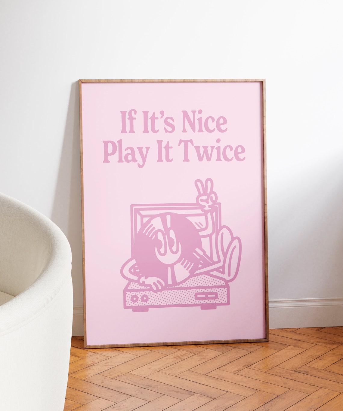 If Its Nice Play It Twice Pink Retro Vinyl Record Quote Poster - Image 5