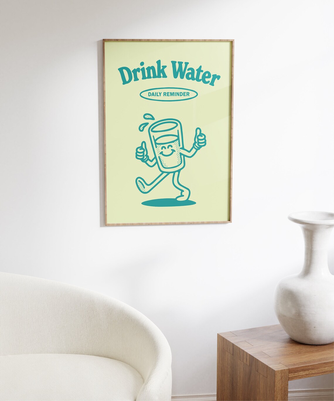 Drink Water Retro Hydration Reminder Art Print - Image 4