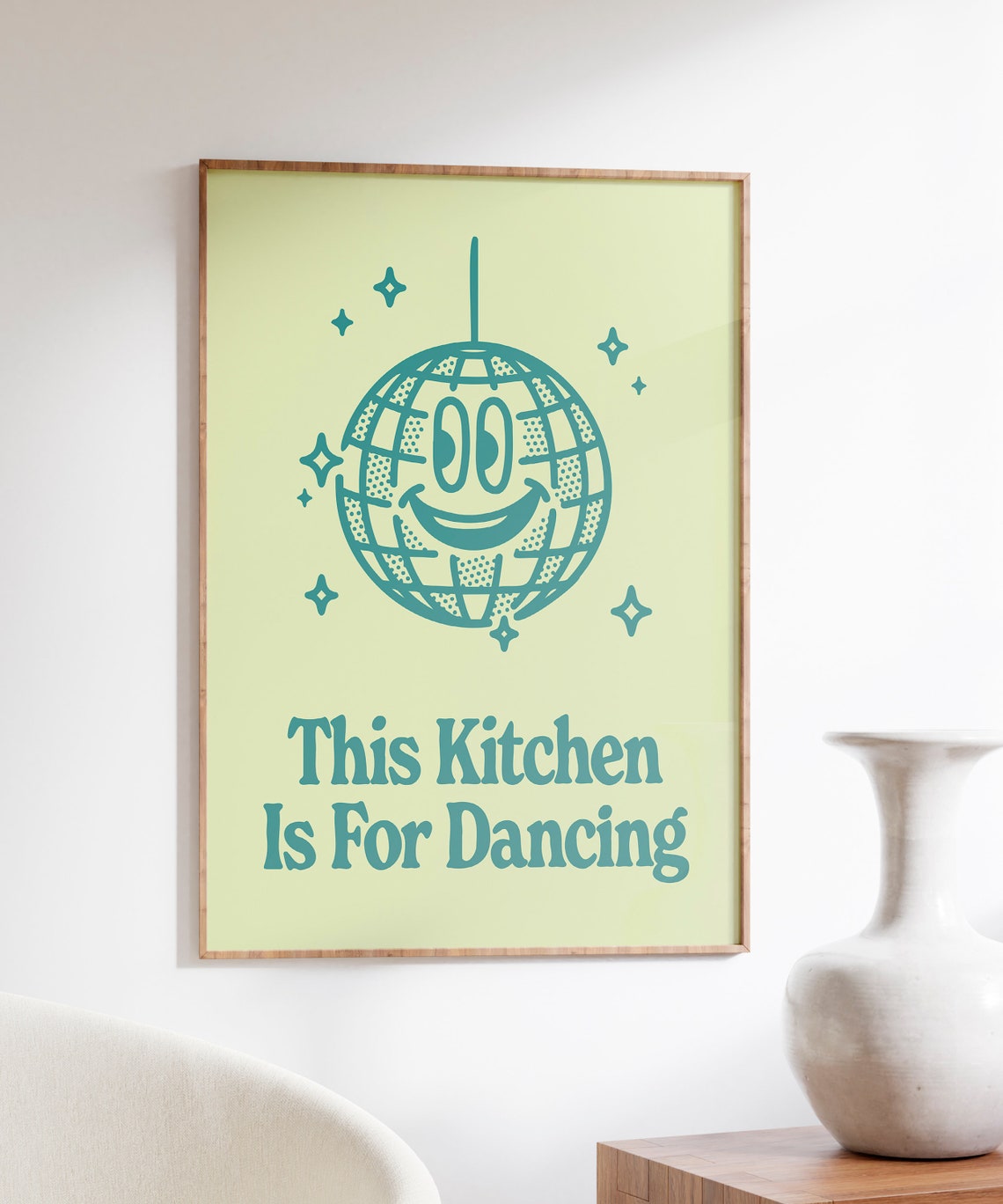 This Kitchen Is for Dancing Smiling Disco Ball Kitchen Wall Art - Image 6