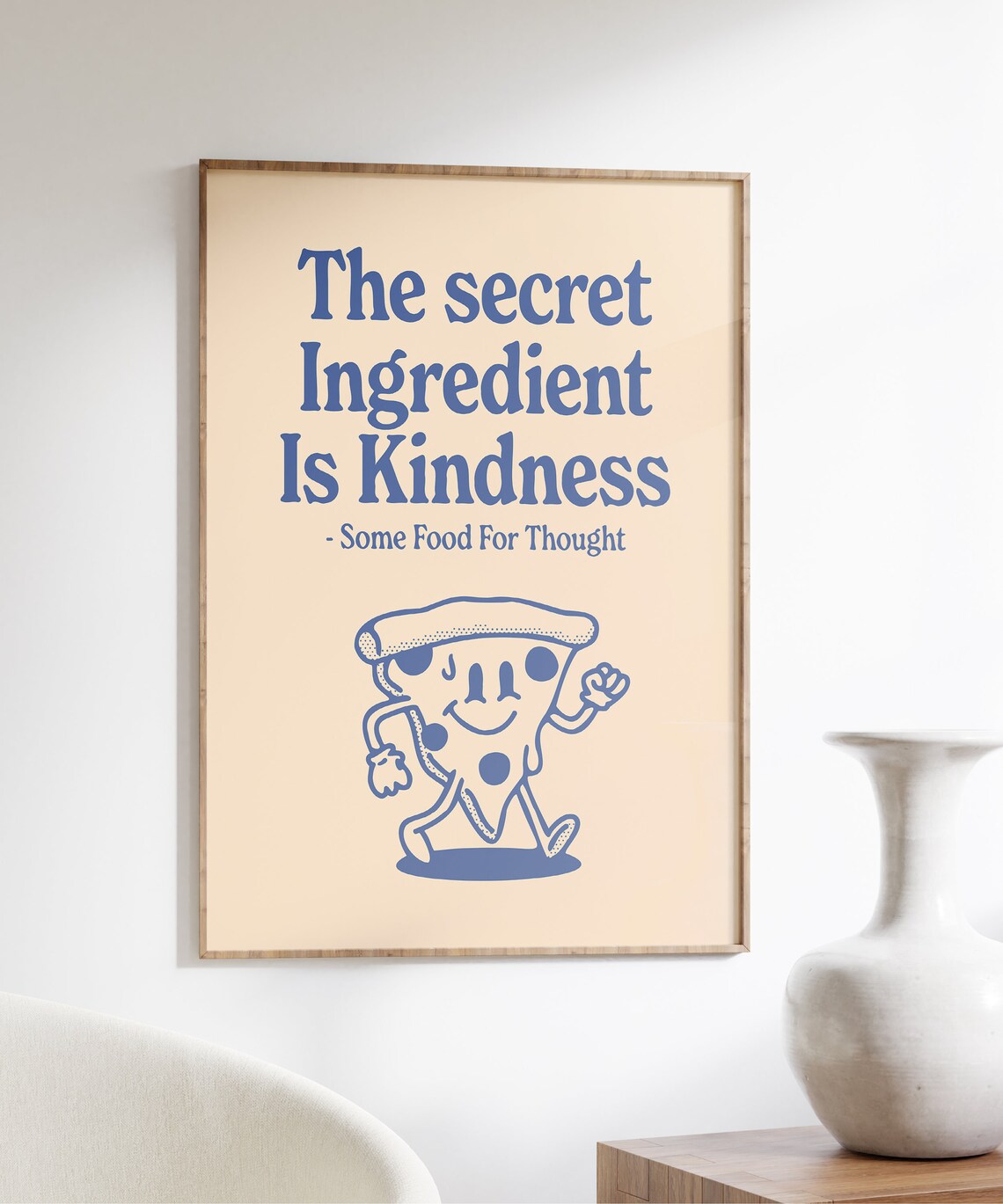 Kindness Retro Character Pizza Quote Art Print - Image 4