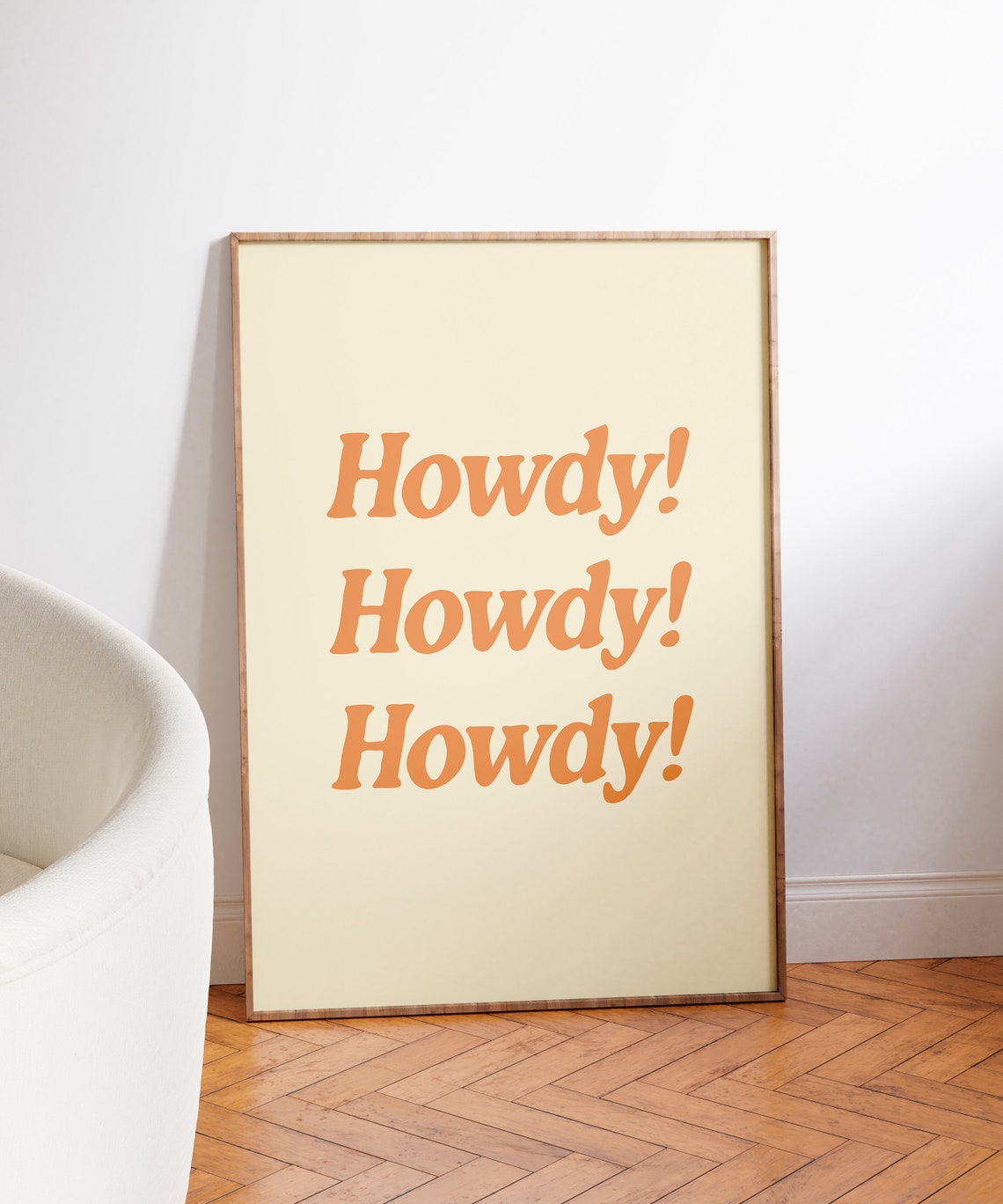 Howdy Howdy Howdy Retro Orange Cowboy Typography Quote Decor Poster - Image 3