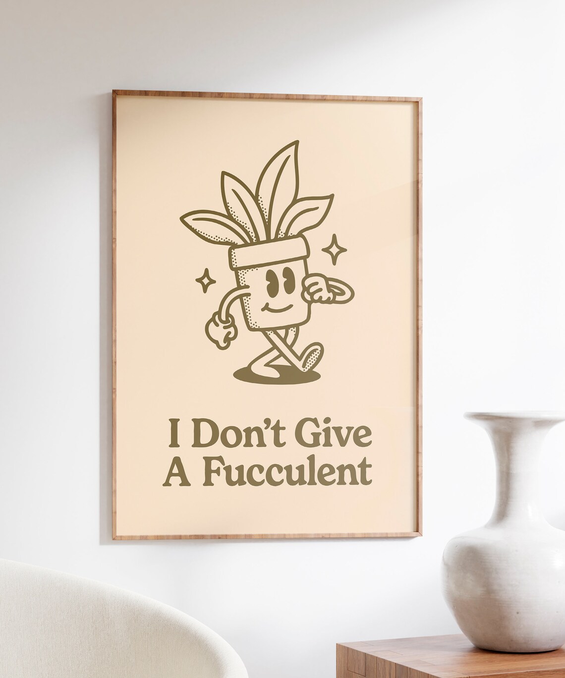 I Don't Give A Fucculent Plant Pun Retro Funny Succulent Poster - Image 7